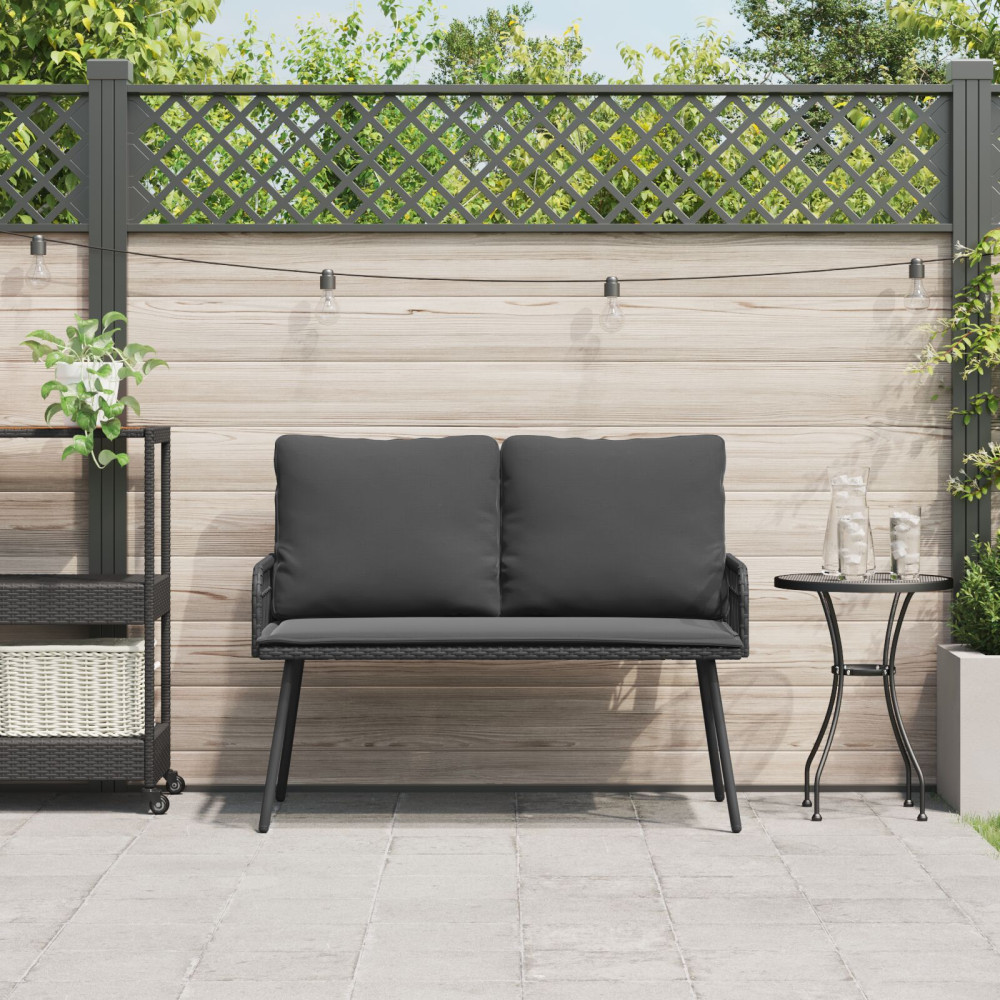 Produktbild för Trädgårdsbänk med kudde Antracit 114 x 64 x 90cm Stål