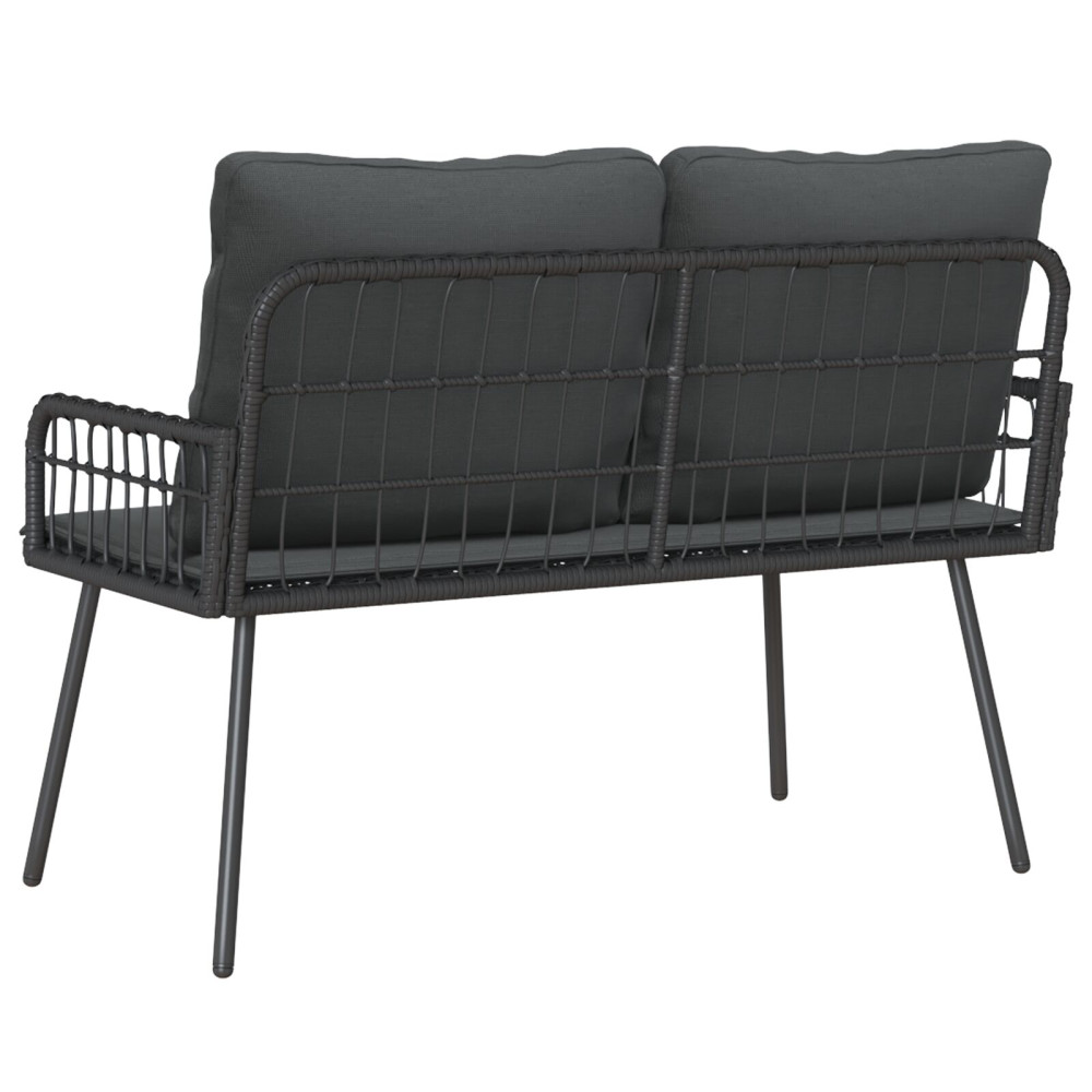 Produktbild för Trädgårdsbänk med kudde Antracit 114 x 64 x 90cm Stål