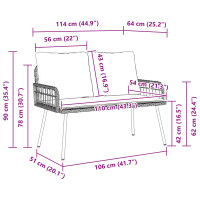 Produktbild för Trädgårdsbänk med kudde Antracit 114 x 64 x 90cm Stål
