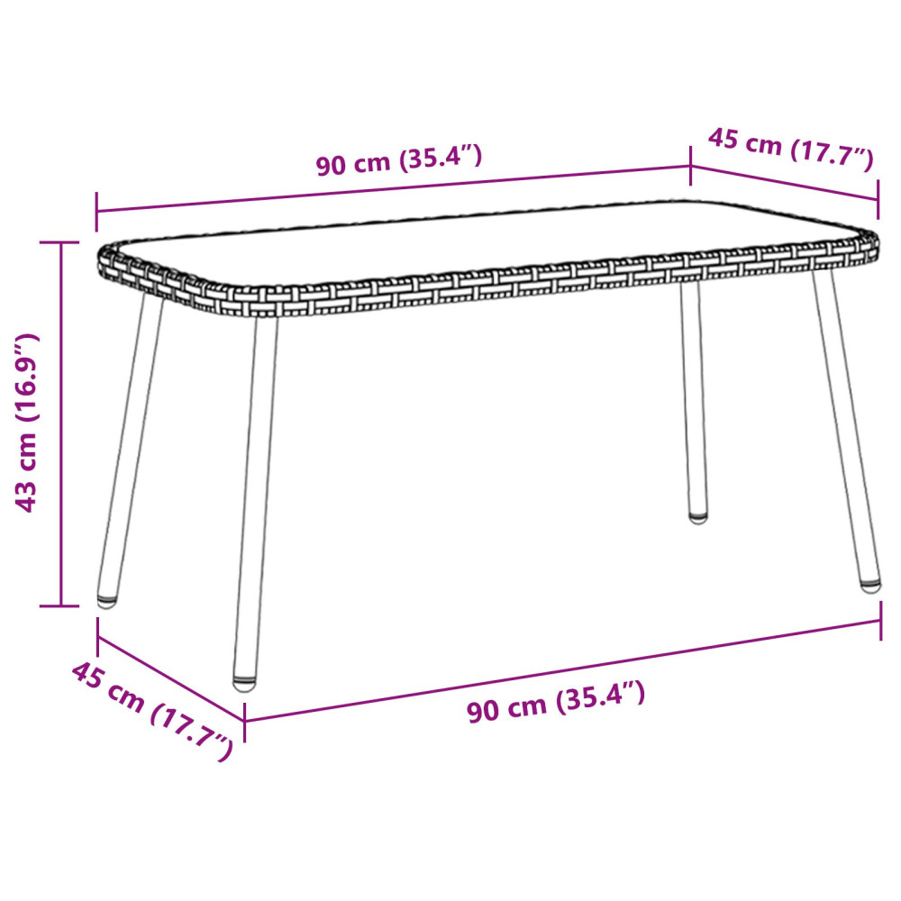 Produktbild för Kaffeebord Svart 90 x 45 x 43 cm konstrotting