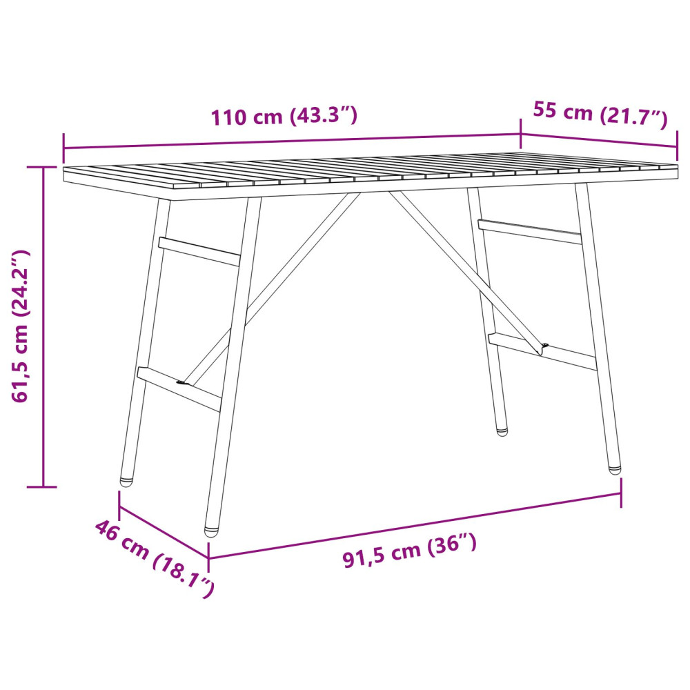Produktbild för Matbord Brun 110 x 55 x 61,5 cm Massivt Akaciaträ