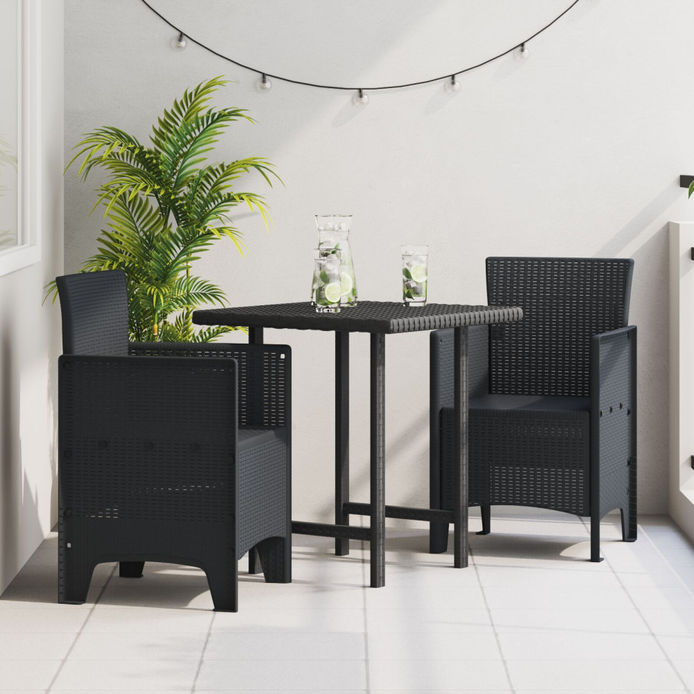 Produktbild för Trädgård Stol 2 pcs Antracit 53 x 49 x 85 cm Polypropylen