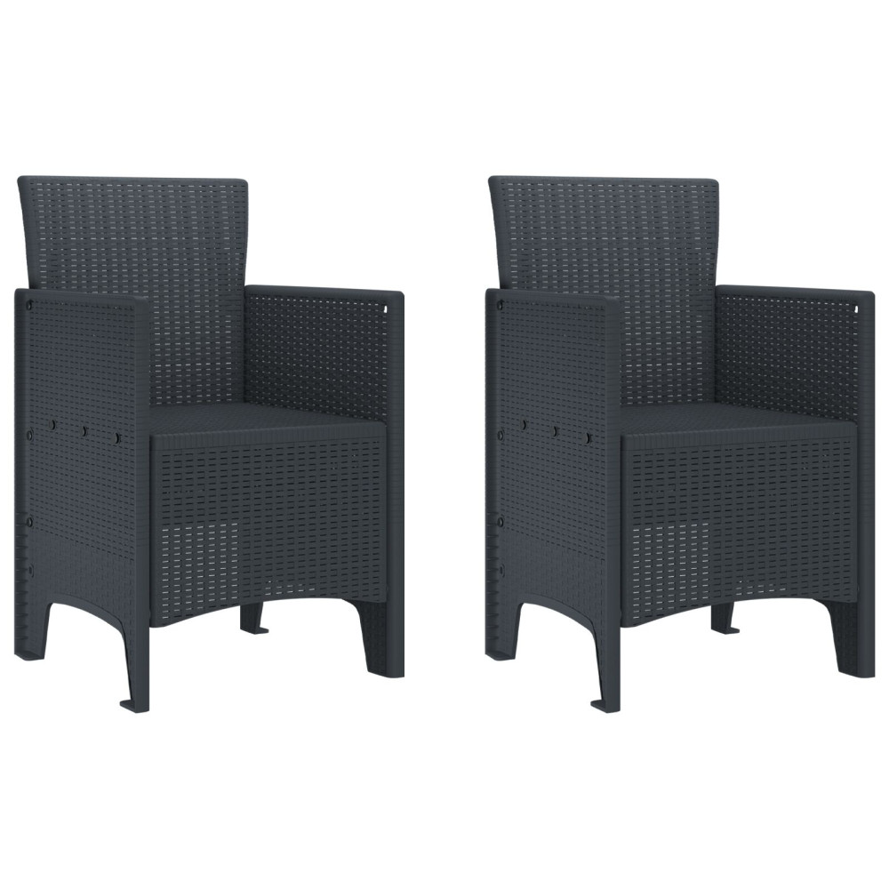 Produktbild för Trädgård Stol 2 pcs Antracit 53 x 49 x 85 cm Polypropylen