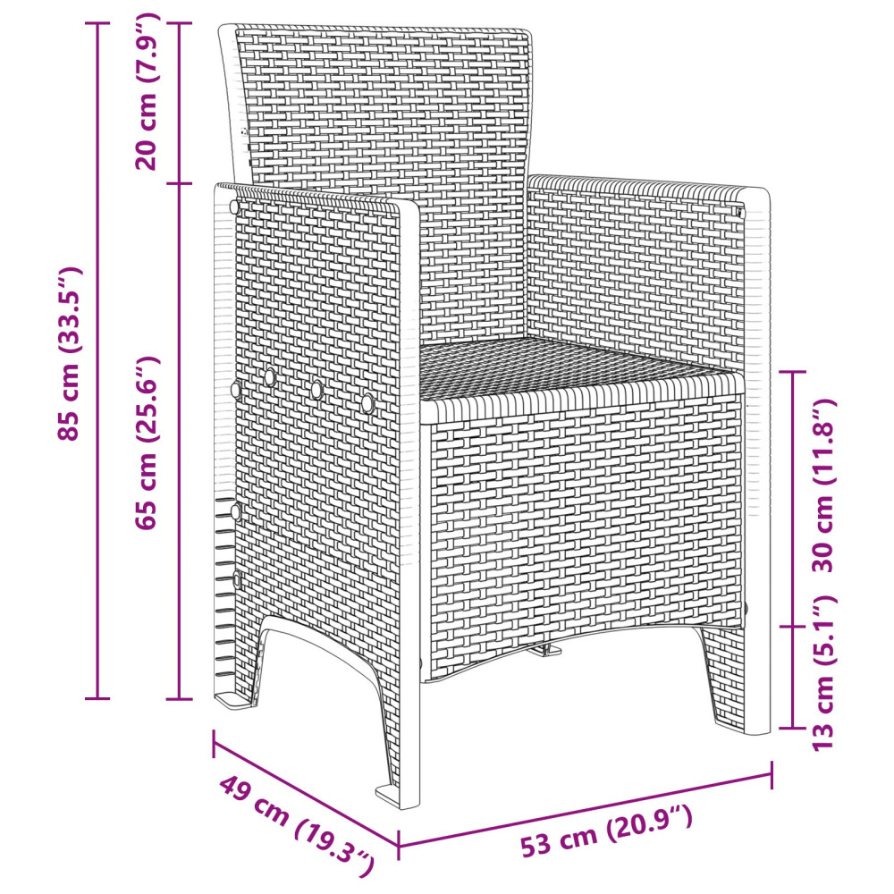 Produktbild för Trädgård Stol 2 pcs Antracit 53 x 49 x 85 cm Polypropylen