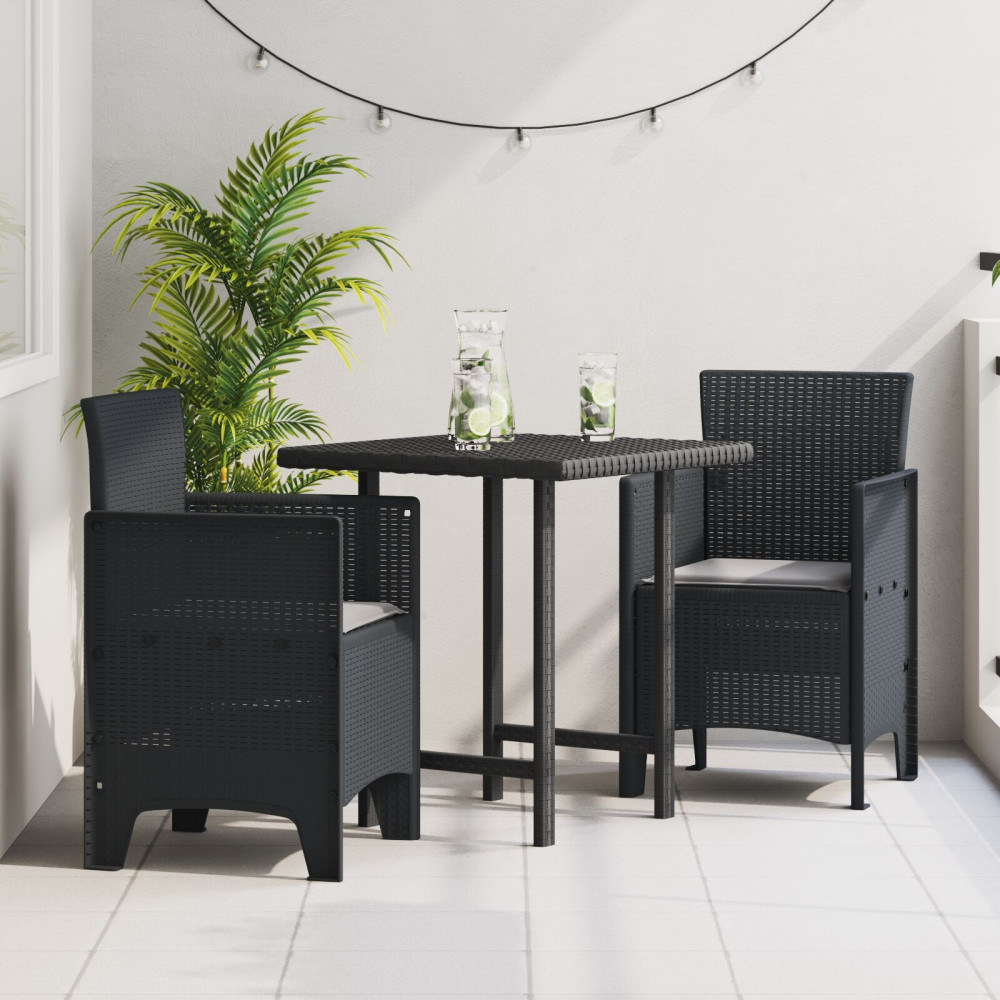 Produktbild för Trädgård Stol 2 pcs Antracit 53 x 49 x 85 cm Polypropylen