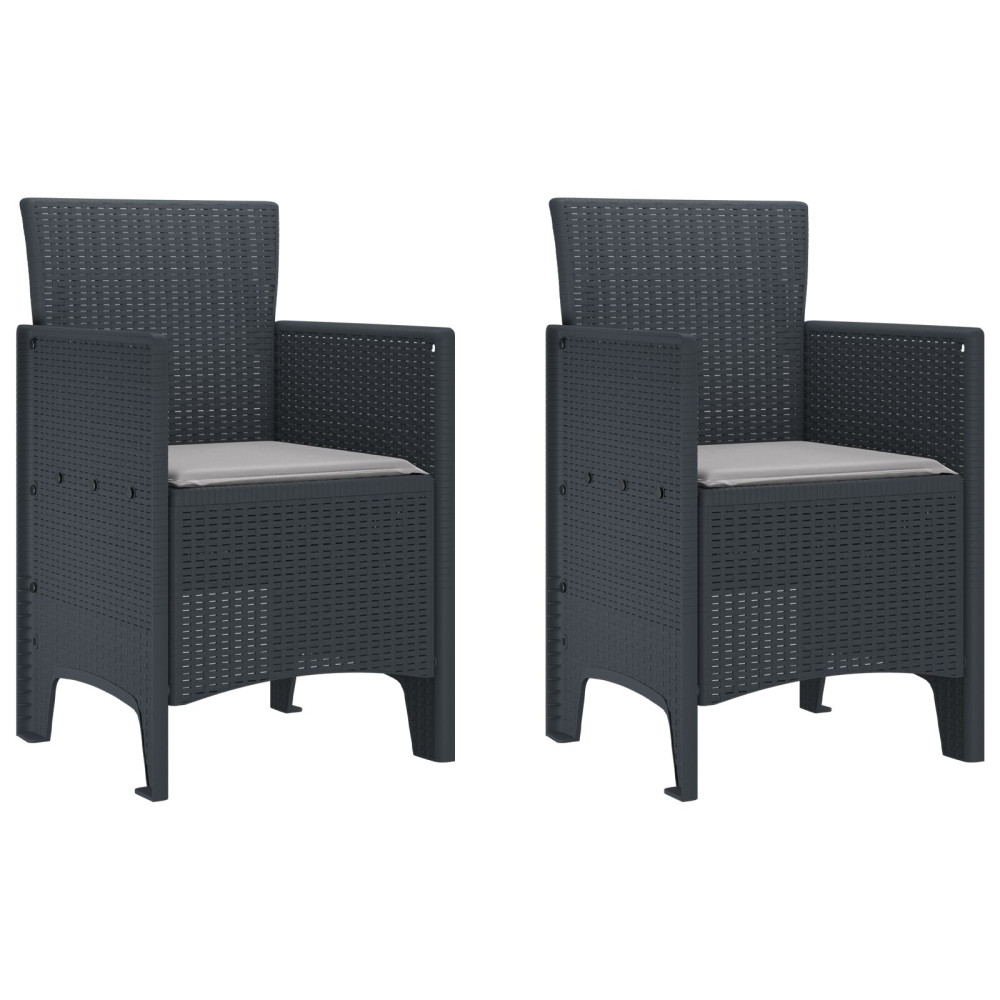 Produktbild för Trädgård Stol 2 pcs Antracit 53 x 49 x 85 cm Polypropylen