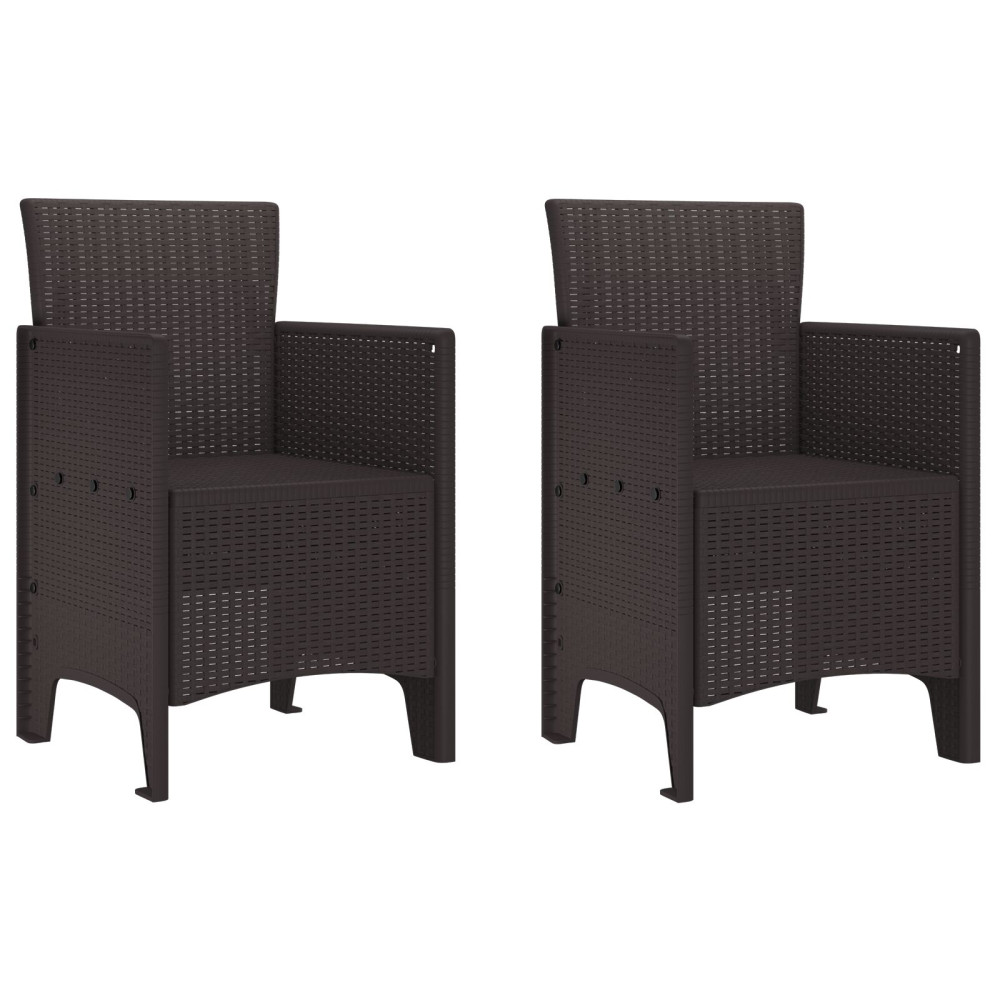 Produktbild för Trädgård Stol med kudde 2 pcs Brun 53 x 49 x 85 cm Polypropylen