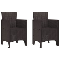 Produktbild för Trädgård Stol med kudde 2 pcs Brun 53 x 49 x 85 cm Polypropylen