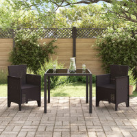 Produktbild för Trädgård Stol med kudde 2 pcs Brun 53 x 49 x 85 cm Polypropylen