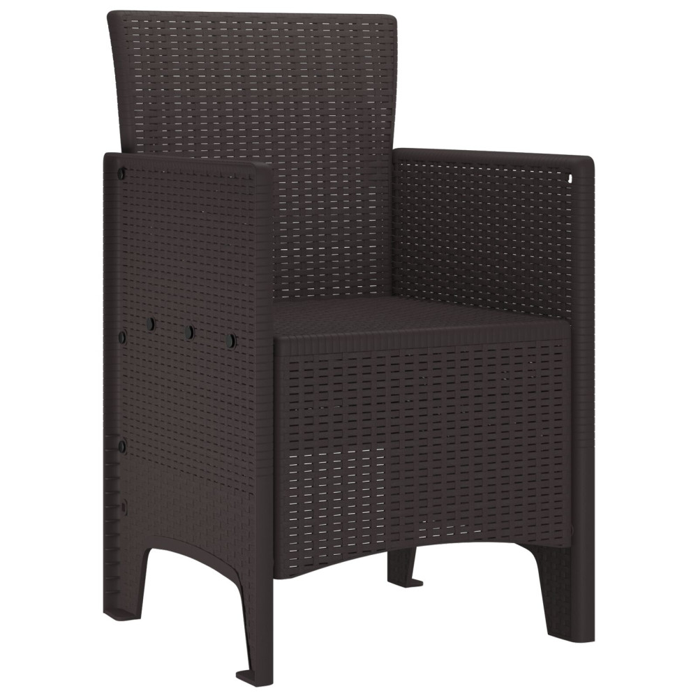 Produktbild för Trädgård Stol med kudde 2 pcs Brun 53 x 49 x 85 cm Polypropylen