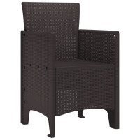 Produktbild för Trädgård Stol med kudde 2 pcs Brun 53 x 49 x 85 cm Polypropylen