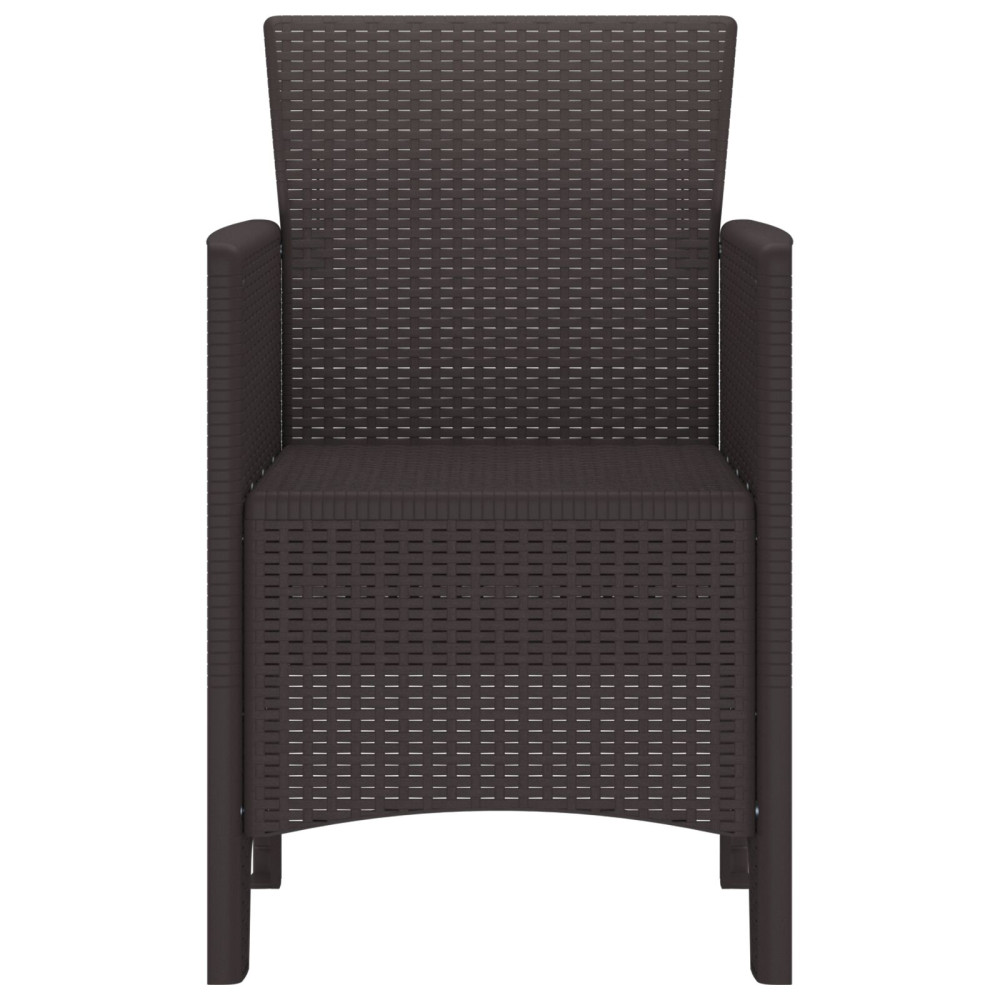 Produktbild för Trädgård Stol med kudde 2 pcs Brun 53 x 49 x 85 cm Polypropylen