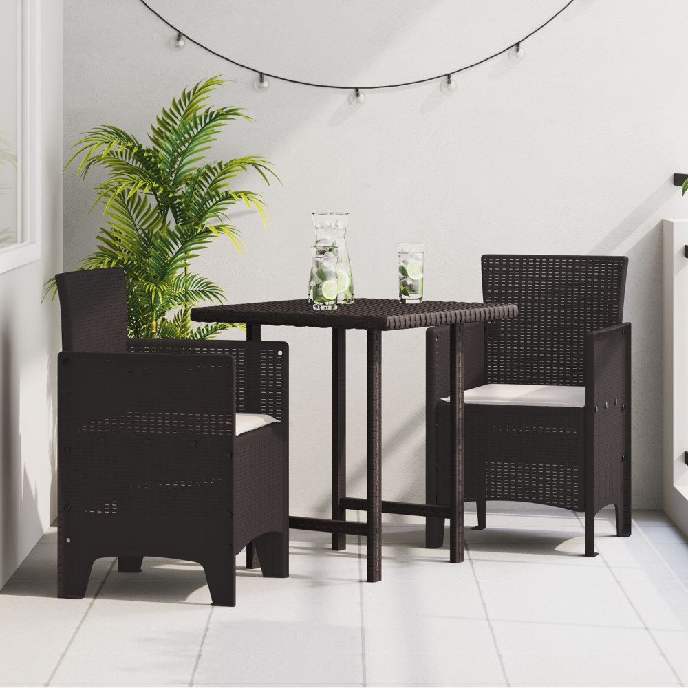 Produktbild för Trädgård Stol med kudde 2 pcs Brun 53 x 49 x 85 cm Polypropylen