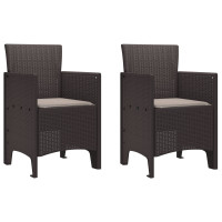 Produktbild för Trädgård Stol med kudde 2 pcs Brun 53 x 49 x 85 cm Polypropylen