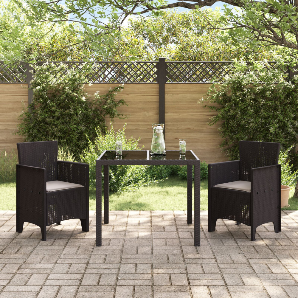 Produktbild för Trädgård Stol med kudde 2 pcs Brun 53 x 49 x 85 cm Polypropylen