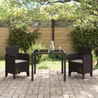 Produktbild för Trädgård Stol med kudde 2 pcs Brun 53 x 49 x 85 cm Polypropylen