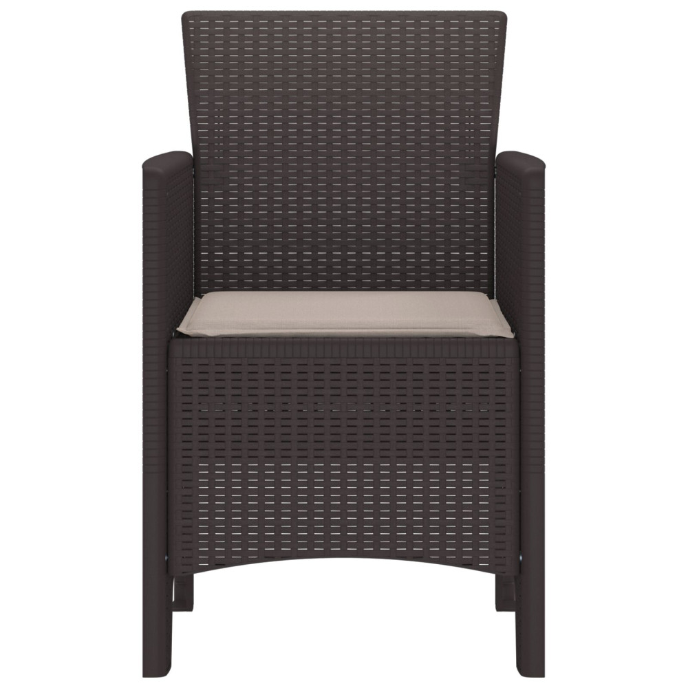 Produktbild för Trädgård Stol med kudde 2 pcs Brun 53 x 49 x 85 cm Polypropylen
