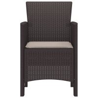 Produktbild för Trädgård Stol med kudde 2 pcs Brun 53 x 49 x 85 cm Polypropylen