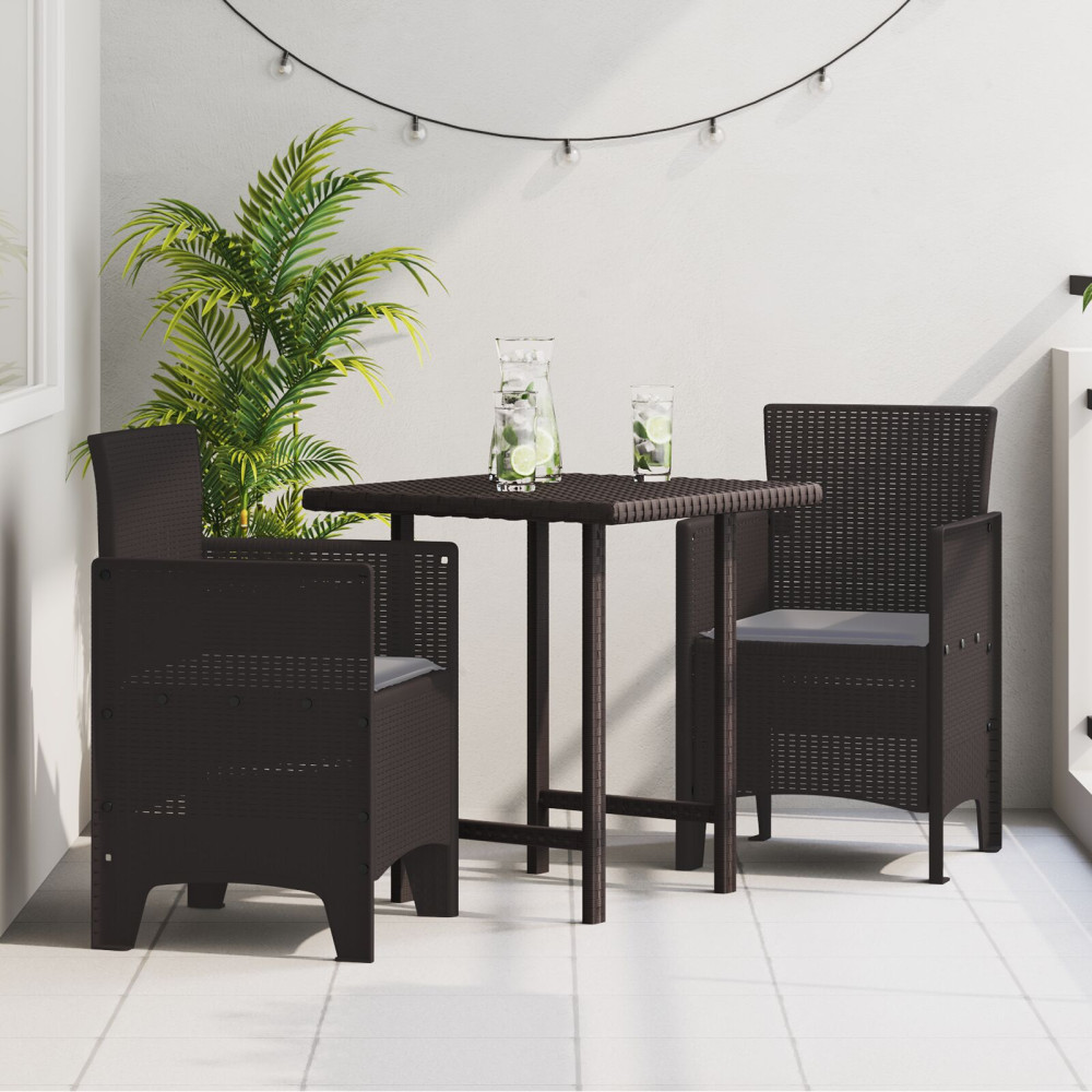 Produktbild för Trädgård Stol med kudde 2 pcs Brun 53 x 49 x 85 cm Polypropylen