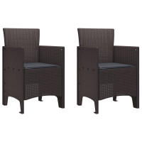 Produktbild för Trädgård Stol med kudde 2 pcs Brun 53 x 49 x 85 cm Polypropylen