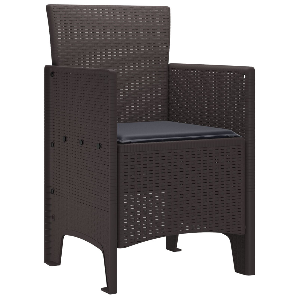 Produktbild för Trädgård Stol med kudde 2 pcs Brun 53 x 49 x 85 cm Polypropylen