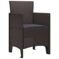 Produktbild för Trädgård Stol med kudde 2 pcs Brun 53 x 49 x 85 cm Polypropylen