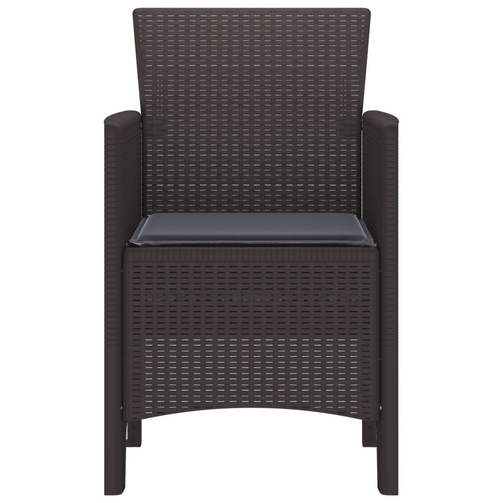 Produktbild för Trädgård Stol med kudde 2 pcs Brun 53 x 49 x 85 cm Polypropylen