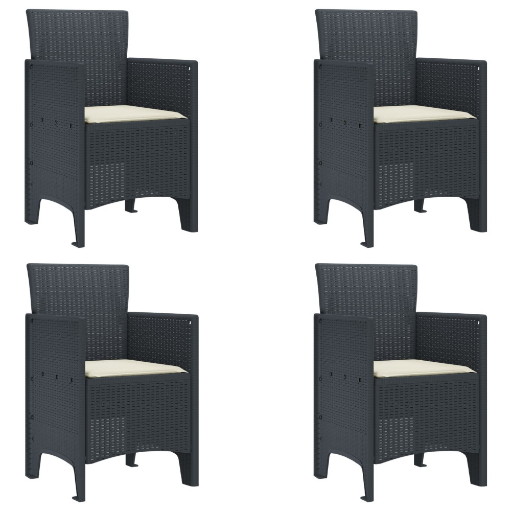 Produktbild för Trädgård Stol 4 pcs Antracit 53 x 49 x 85 cm Polypropylen