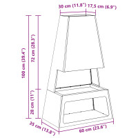Produktbild för Eldstad Svart 60 x 35 x 100 cm Stål