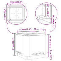 Produktbild för Röklös eldstad Brun 58 x 58 x 51 cm Väderbeständig stål