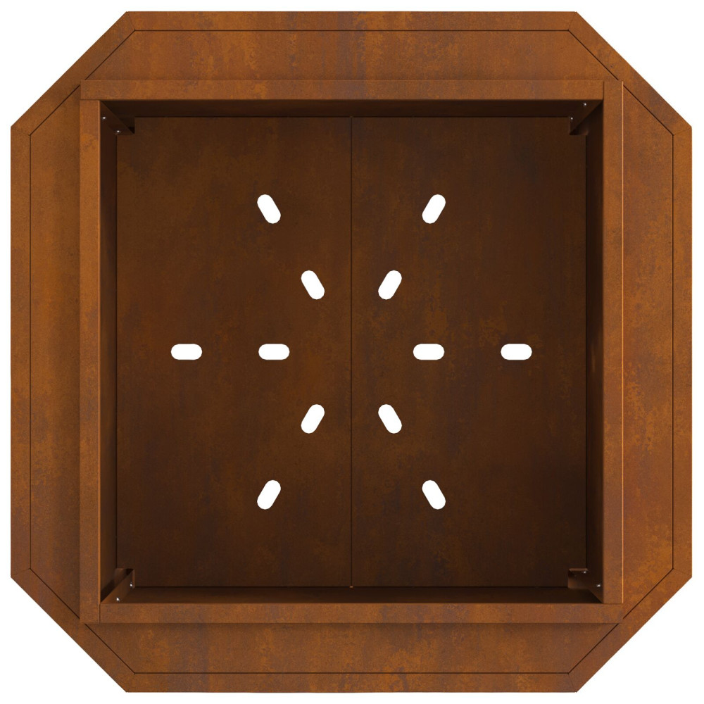 Produktbild för Röklös eldstad Brun 58 x 58 x 51 cm Väderbeständig stål