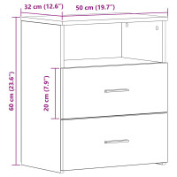 Produktbild för Nattduksbord 2 pcs Svart Ek 50 x 32 x 60 cm Konstruerat trä