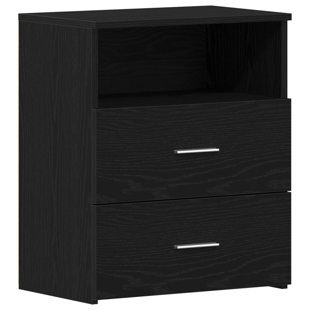 Produktbild för Nattduksbord 2 pcs Svart Ek 50 x 32 x 60 cm Konstruerat trä