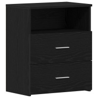 Produktbild för Nattduksbord 2 pcs Svart Ek 50 x 32 x 60 cm Konstruerat trä