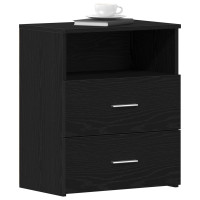 Produktbild för Nattduksbord 2 pcs Svart Ek 50 x 32 x 60 cm Konstruerat trä