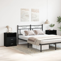 Produktbild för Nattduksbord 2 pcs Svart Ek 50 x 32 x 60 cm Konstruerat trä