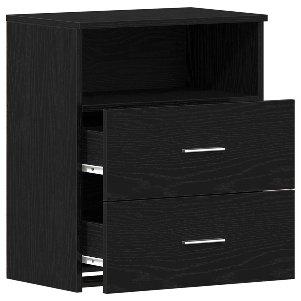 Produktbild för Nattduksbord 2 pcs Svart Ek 50 x 32 x 60 cm Konstruerat trä