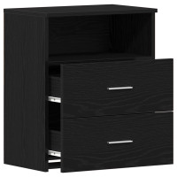 Produktbild för Nattduksbord 2 pcs Svart Ek 50 x 32 x 60 cm Konstruerat trä