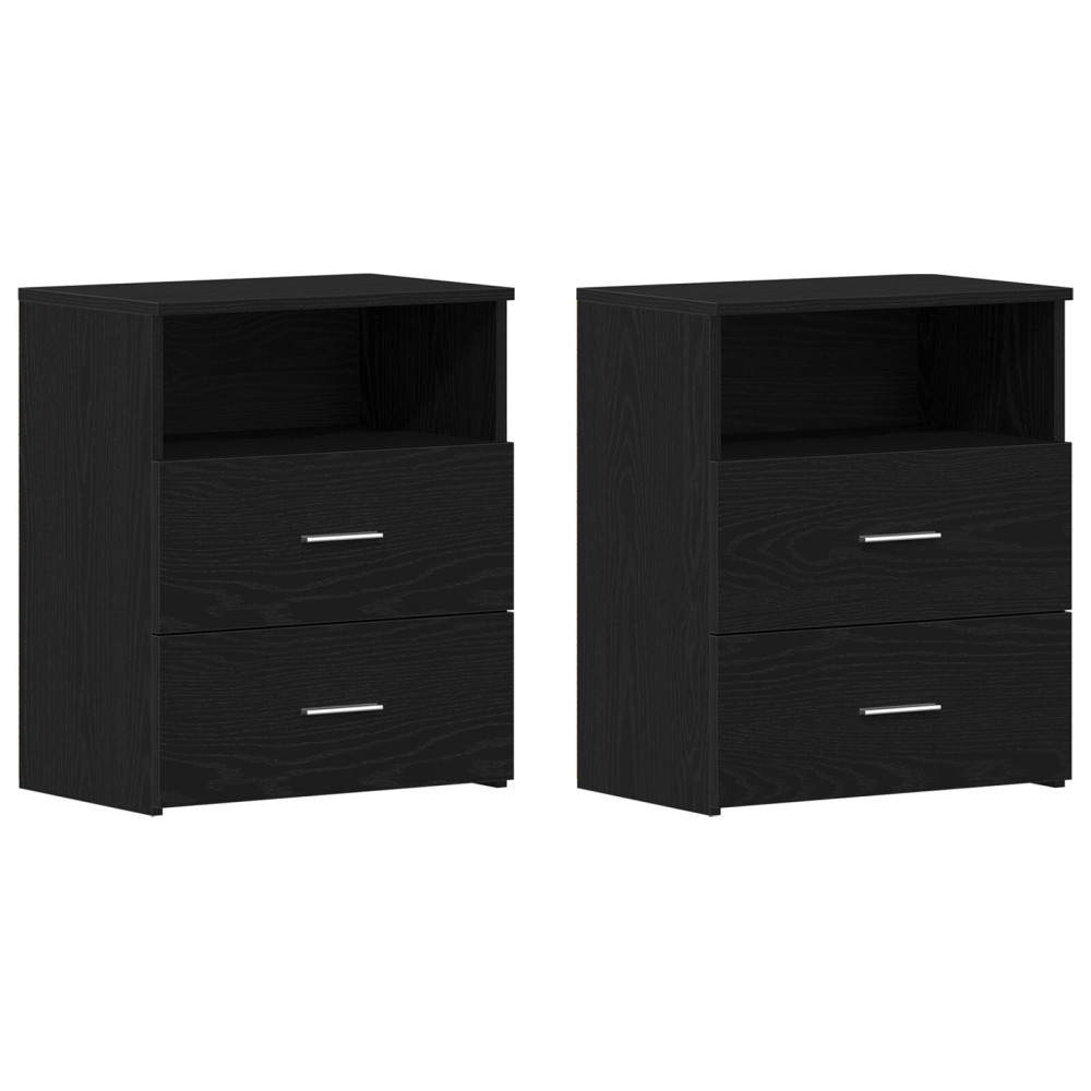 Produktbild för Nattduksbord 2 pcs Svart Ek 50 x 32 x 60 cm Konstruerat trä