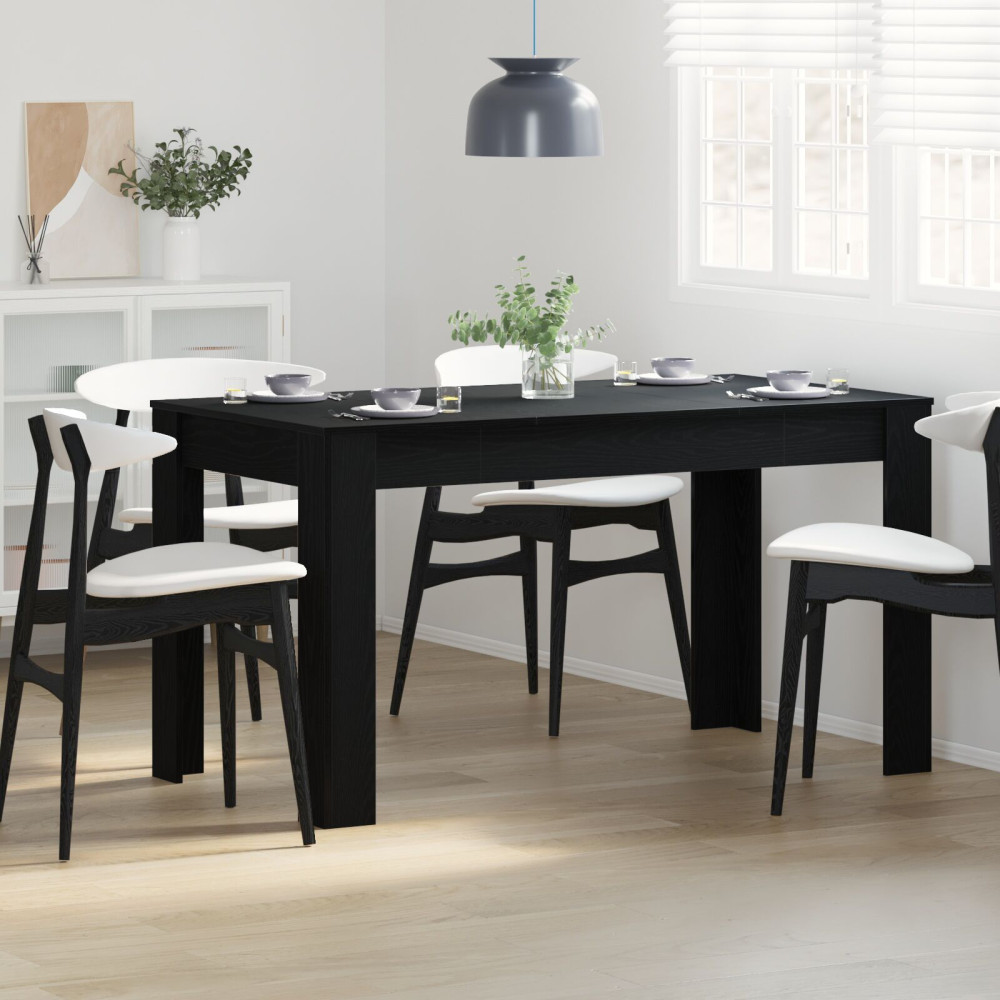 Produktbild för Matbord Svart ek 140 x 74,5 x 76 cm Konstruerat trä
