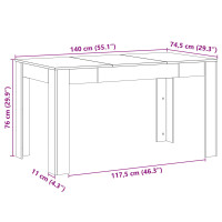 Produktbild för Matbord Svart ek 140 x 74,5 x 76 cm Konstruerat trä