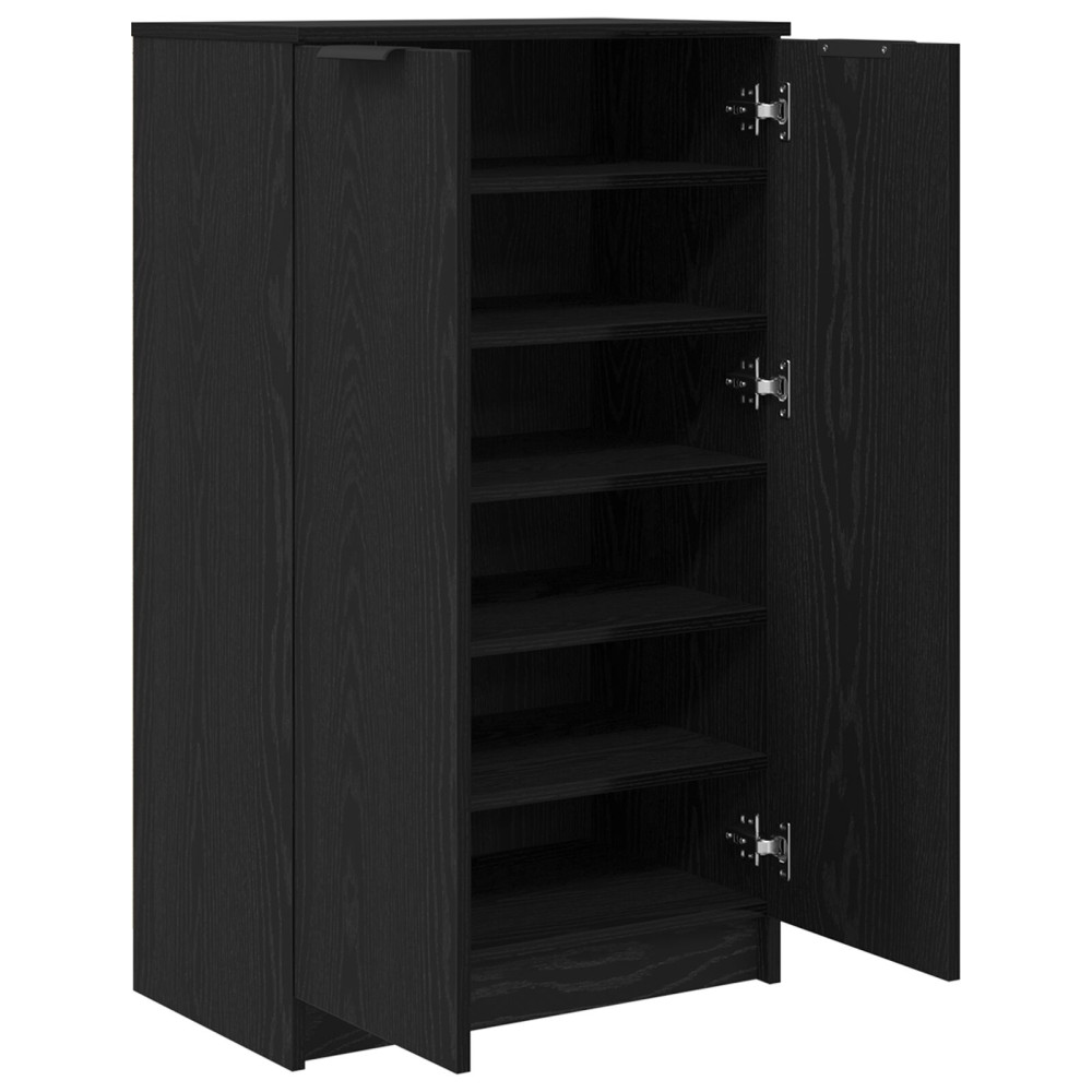 Produktbild för Skoskåp med hylla Svart Ek 59 x 35 x 100 cm Konstruerat trä