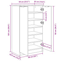 Produktbild för Skoskåp med hylla Svart Ek 59 x 35 x 100 cm Konstruerat trä