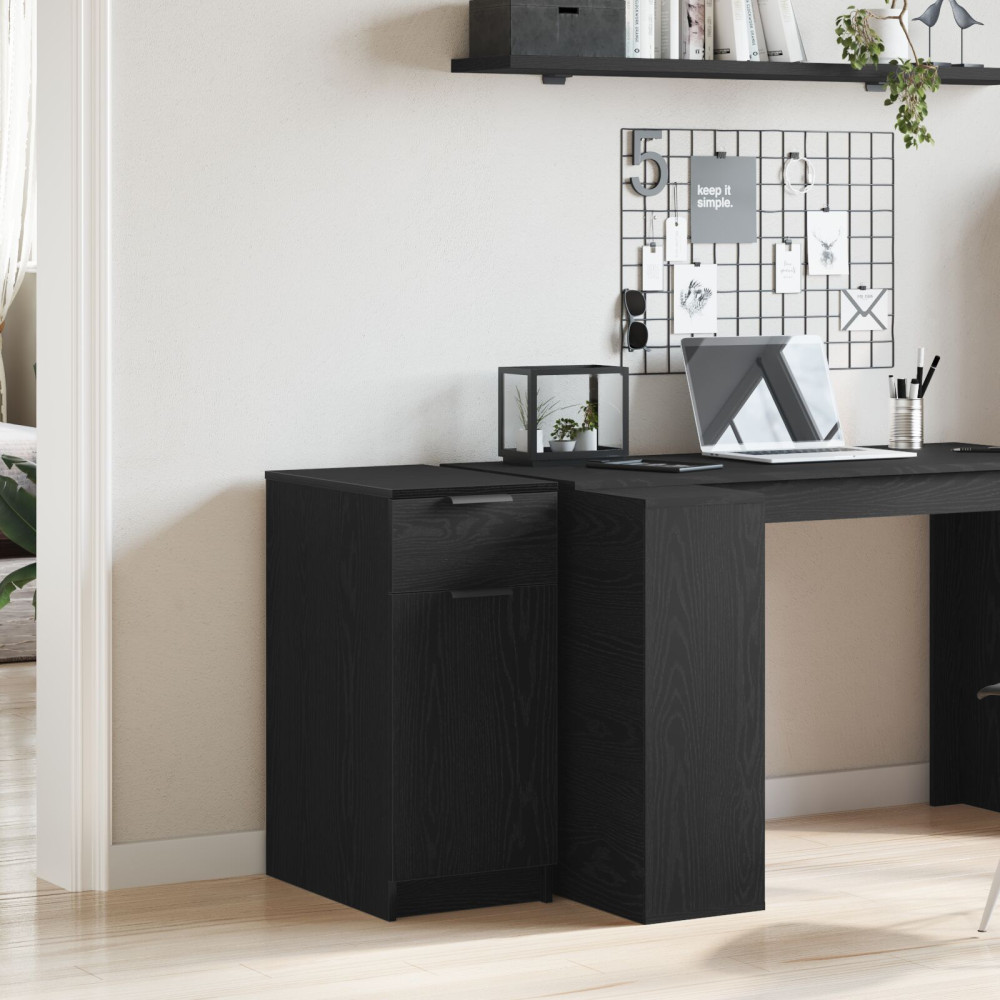 Produktbild för Kontorsskåp Svart Ek 33 x 50 x 75 cm Konstruerat trä