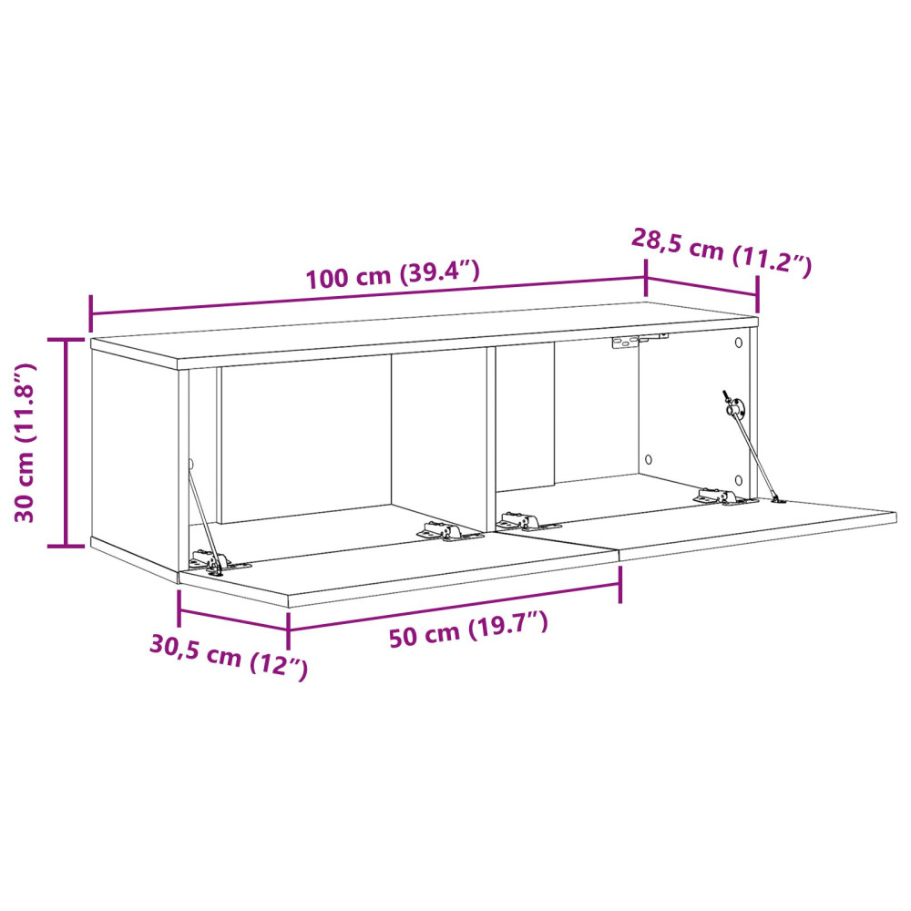 Produktbild för TV-skåp 2 pcs Svart 100 x 30 x 30 cm Konstruerat trä
