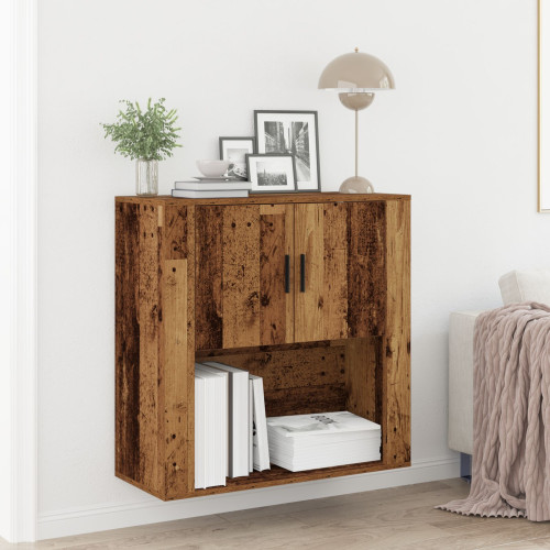 vidaXL Väggskåp med hylla Gammalt trä 80 x 33 x 80 cm Konstruerat trä
