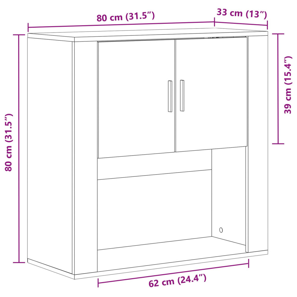 Produktbild för Väggskåp med hylla Gammalt trä 80 x 33 x 80 cm Konstruerat trä