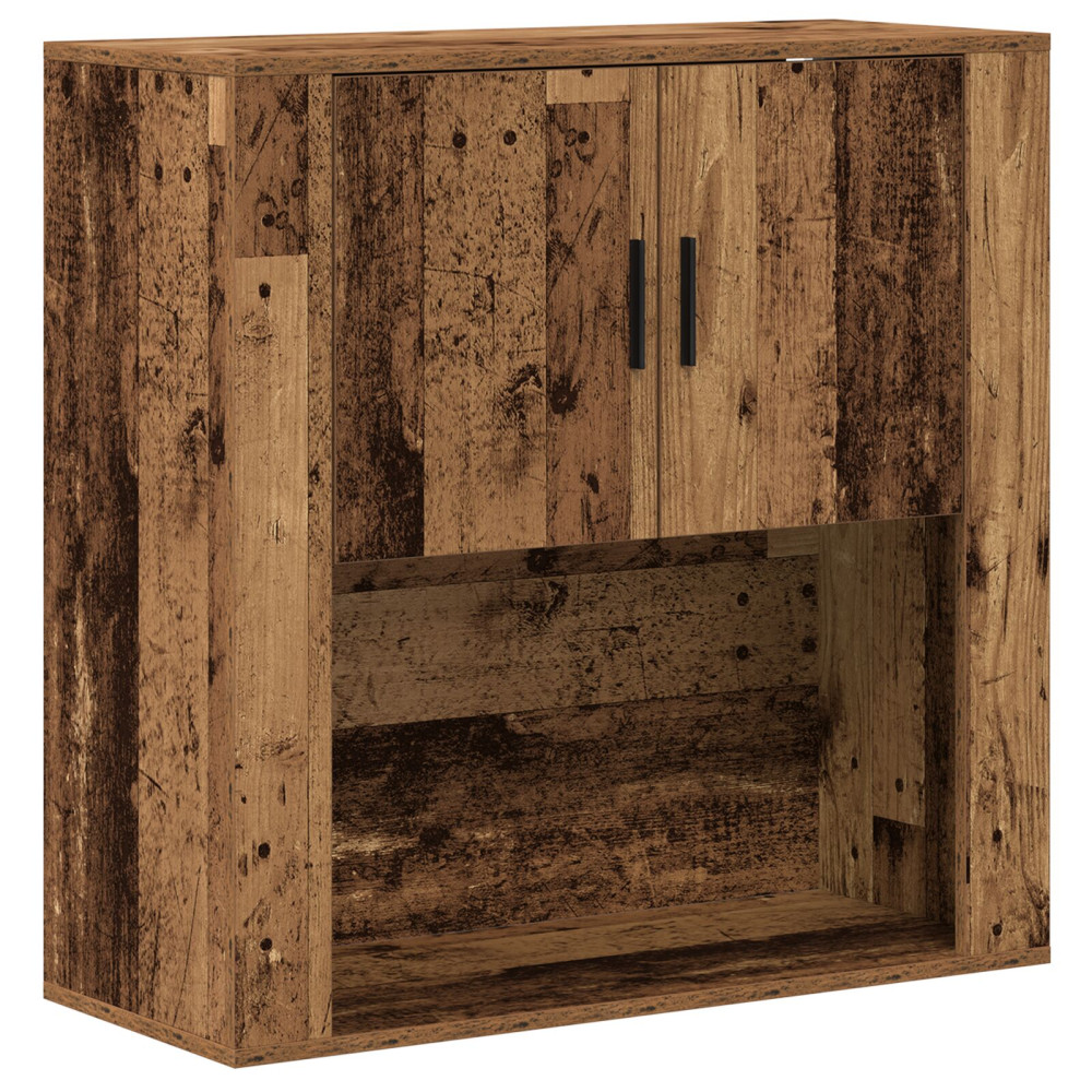 Produktbild för Väggskåp med hylla Gammalt trä 80 x 33 x 80 cm Konstruerat trä