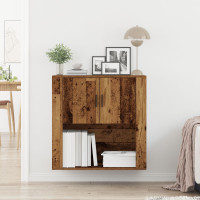 Produktbild för Väggskåp med hylla Gammalt trä 80 x 33 x 80 cm Konstruerat trä