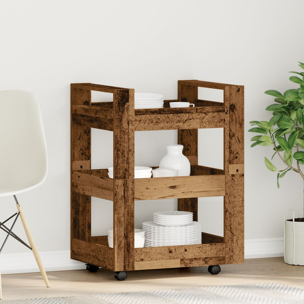 Produktbild för Köksvagn Ekträ 60 x 45 x 80 cm Konstruerat trä